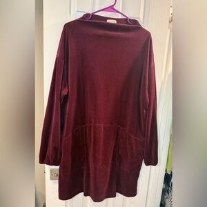 Women's Burgundy Velvet Dress